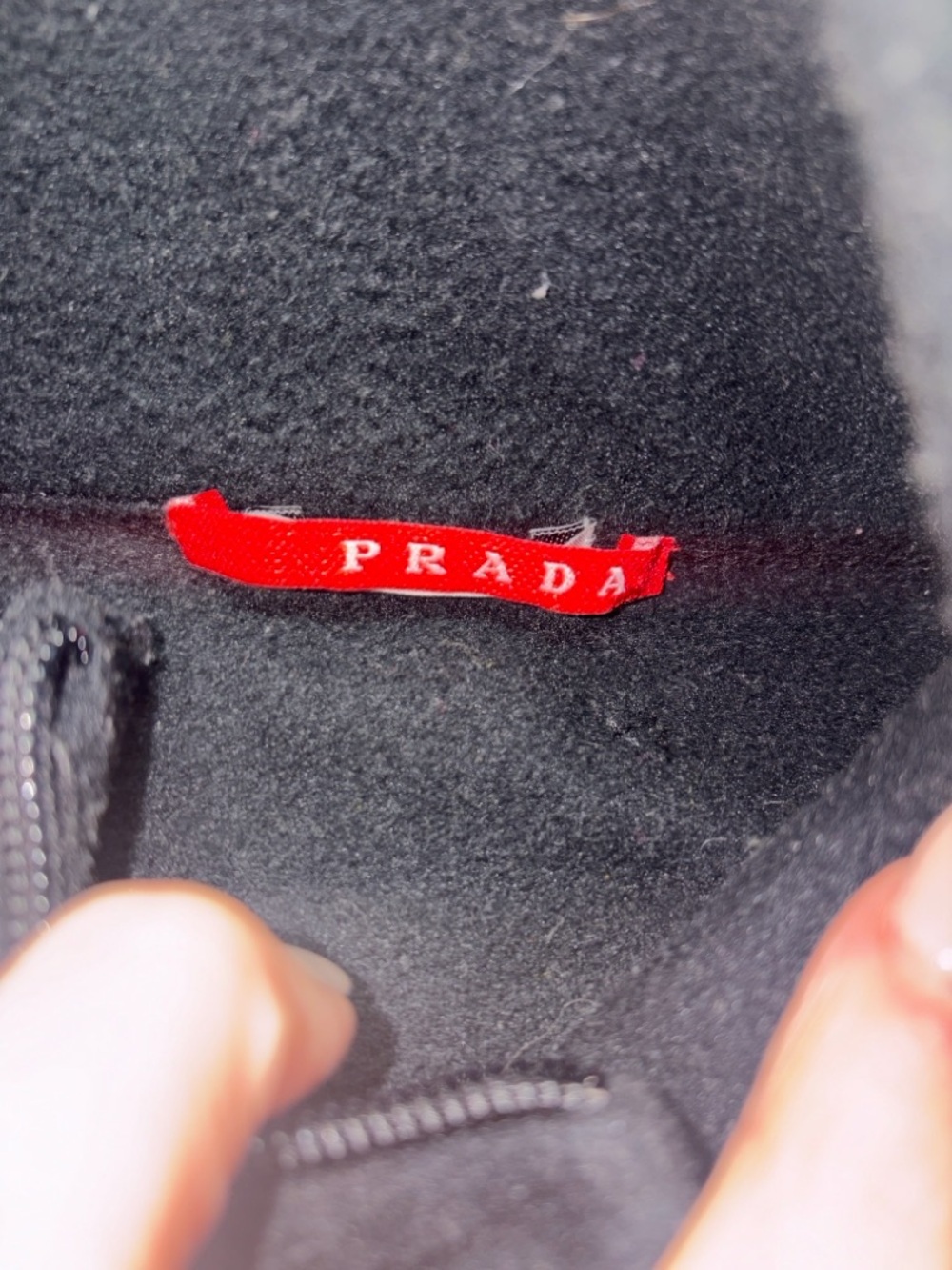Prada Black Full Zip Fleece Jacket Red Tab Logo Size M 0788 - Picture 4 of 8